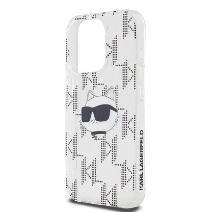Hülle für Apple iPhone 15 Pro, Karl Lagerfeld, IML Electroplated Choupette Head, Transparent