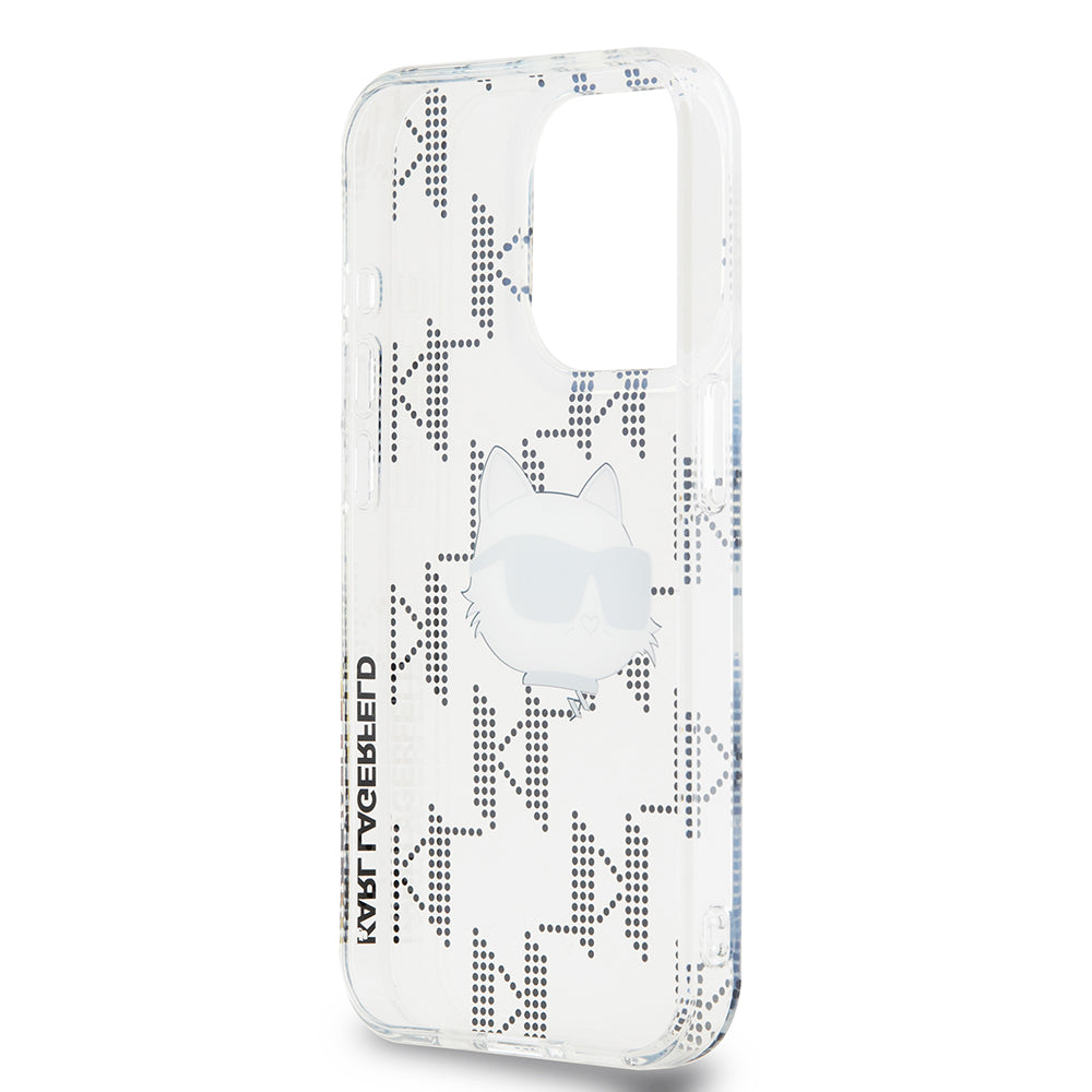 Hülle für Apple iPhone 15 Pro, Karl Lagerfeld, IML Electroplated Choupette Head, Transparent