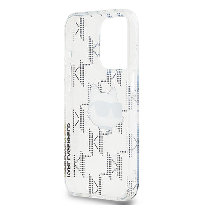 Hülle für Apple iPhone 15 Pro, Karl Lagerfeld, IML Electroplated Choupette Head, Transparent