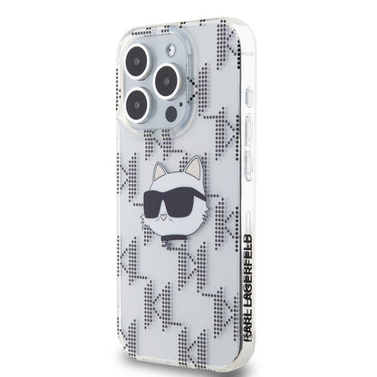 Hülle für Apple iPhone 15 Pro, Karl Lagerfeld, IML Electroplated Choupette Head, Transparent