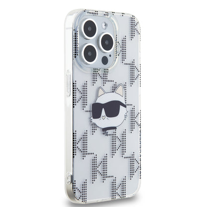 Hülle für Apple iPhone 15 Pro, Karl Lagerfeld, IML Electroplated Choupette Head, Transparent
