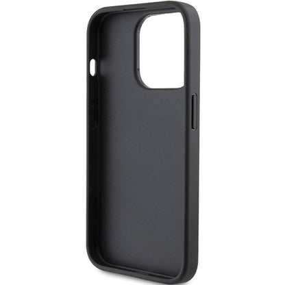 Hülle für Apple iPhone 15 Pro, Karl Lagerfeld, Saffiano Kartenfach Metall Karl & Choupette, Schwarz