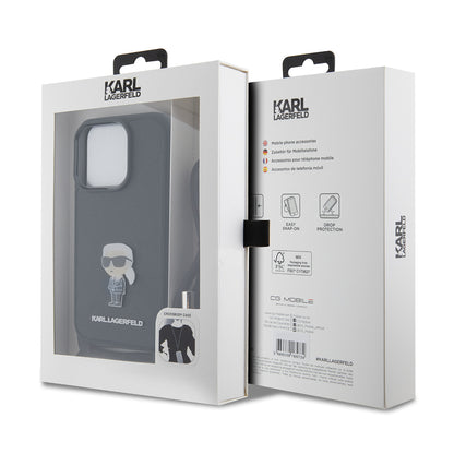 Hülle für Apple iPhone 15 Pro, Karl Lagerfeld, Saffiano Crossbody Monogram Metal Pin Karl, Schwarz