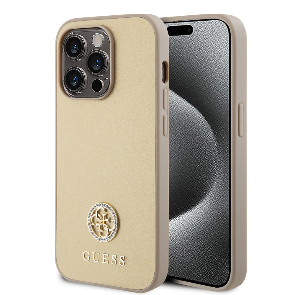 Hülle für Apple iPhone 15 Pro Max, Guess, 4G Strass Metal Logo, Gold