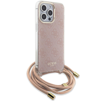 Case for Apple iPhone 15 Pro Max, Guess, Crossbody Cord 4G Print, Pink