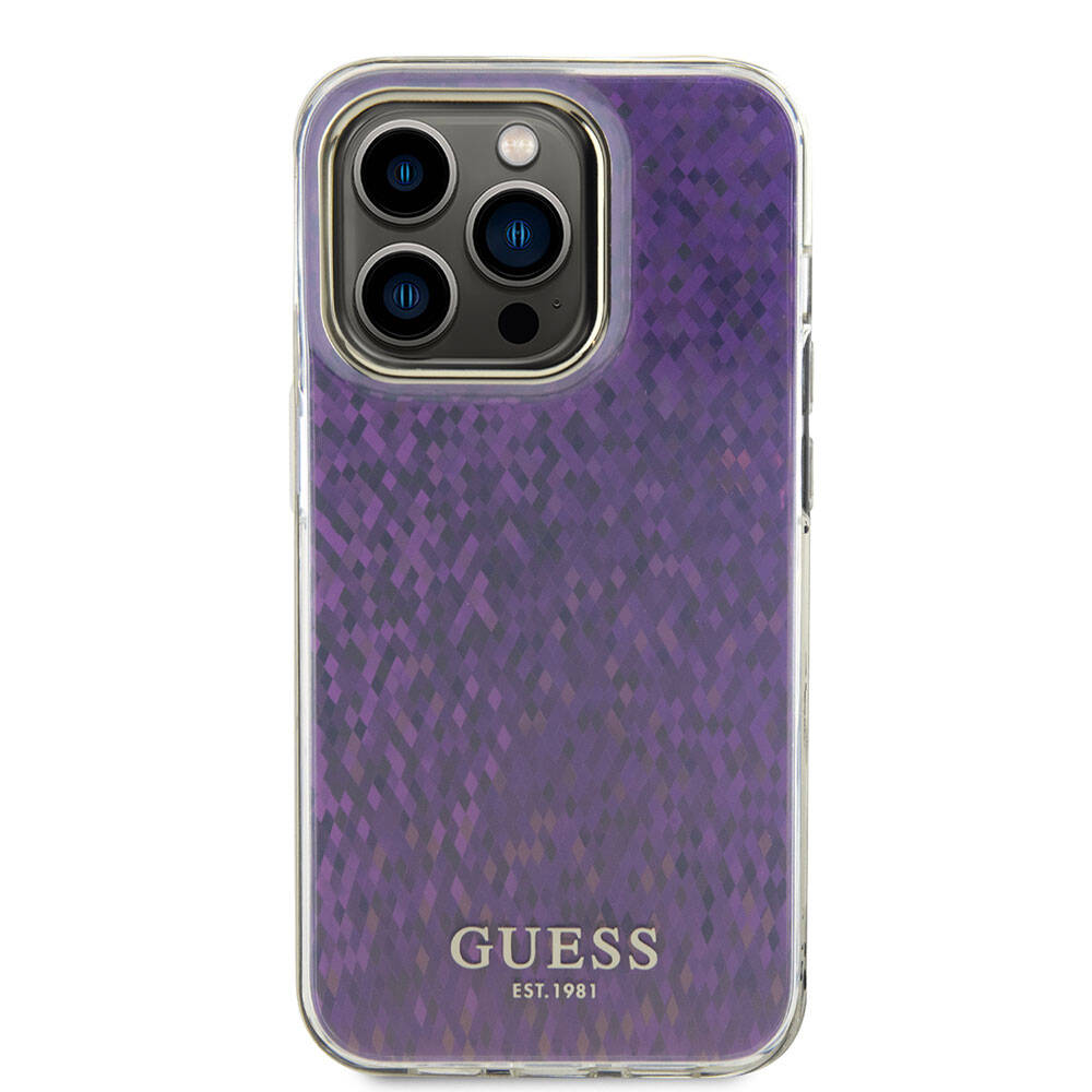 Case for Apple iPhone 15 Pro Max, Guess, IML Faceted Mirror Disco Iridescent, Pink