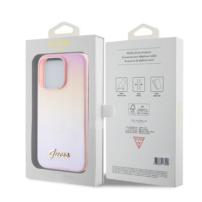 Hülle für Apple iPhone 15 Pro Max, Guess, Iridescent Metal Script, Rosa