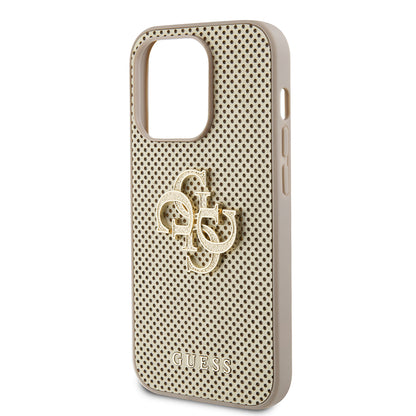 Hülle für Apple iPhone 15 Pro Max, Guess, Perforated 4G, Goldfarben