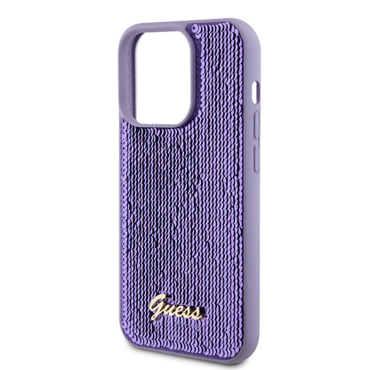 Hülle für Apple iPhone 15 Pro Max, Guess, Sequin Script Metal, Lila