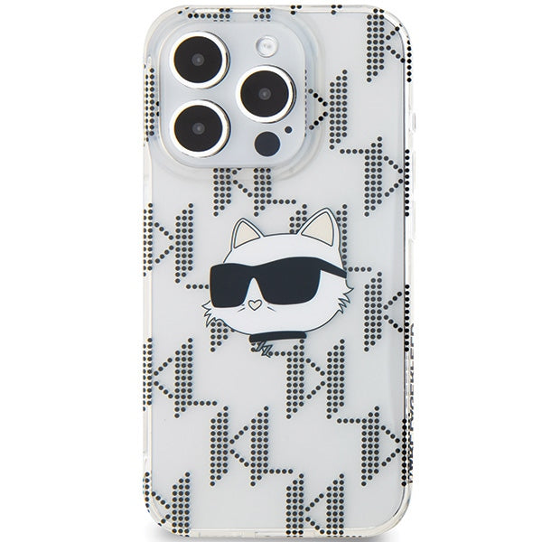 Hülle für Apple iPhone 15 Pro Max, Karl Lagerfeld, IML Electroplated Choupette Head, Transparent