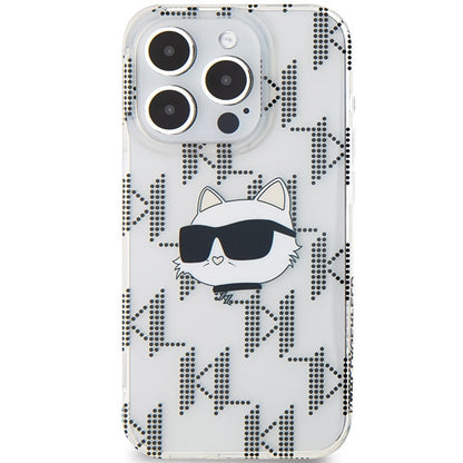 Hülle für Apple iPhone 15 Pro Max, Karl Lagerfeld, IML Electroplated Choupette Head, Transparent