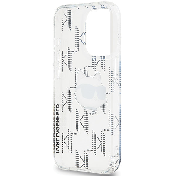 Hülle für Apple iPhone 15 Pro Max, Karl Lagerfeld, IML Electroplated Choupette Head, Transparent