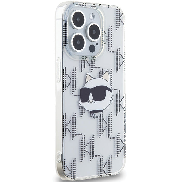 Hülle für Apple iPhone 15 Pro Max, Karl Lagerfeld, IML Electroplated Choupette Head, Transparent