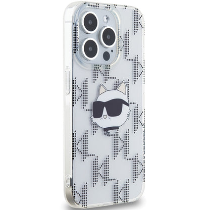 Hülle für Apple iPhone 15 Pro Max, Karl Lagerfeld, IML Electroplated Choupette Head, Transparent