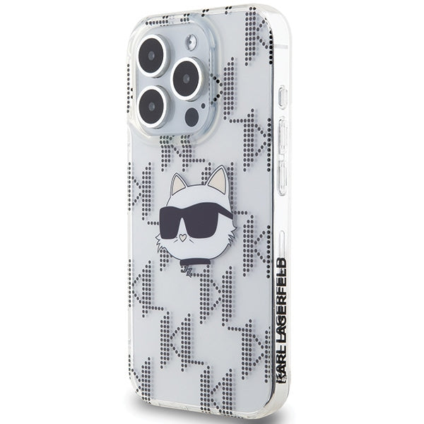 Hülle für Apple iPhone 15 Pro Max, Karl Lagerfeld, IML Electroplated Choupette Head, Transparent