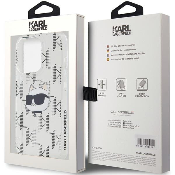 Hülle für Apple iPhone 15 Pro Max, Karl Lagerfeld, IML Electroplated Choupette Head, Transparent