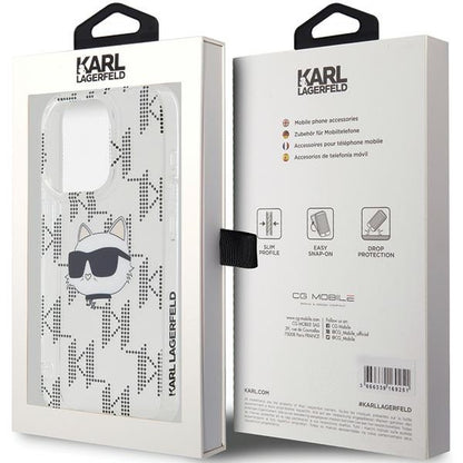 Hülle für Apple iPhone 15 Pro Max, Karl Lagerfeld, IML Electroplated Choupette Head, Transparent