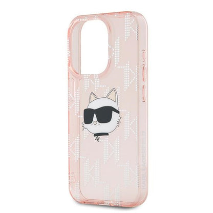 Case for Apple iPhone 15 Pro Max, Karl Lagerfeld, IML Luxury Monogram Choupette's Head, Pink