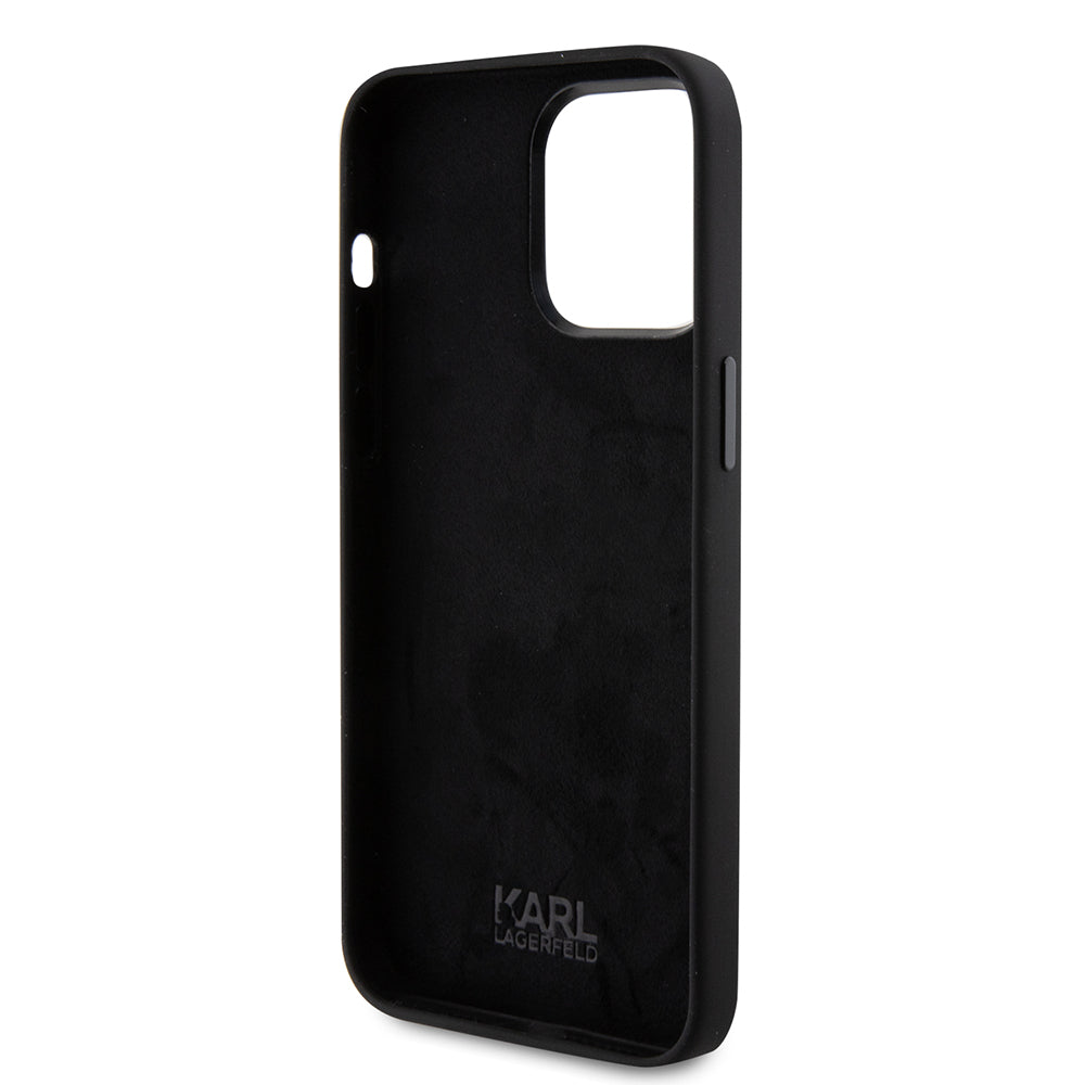 Hülle für Apple iPhone 15 Pro Max, Karl Lagerfeld, Silikon Karl & Choupette Köpfe, Schwarz