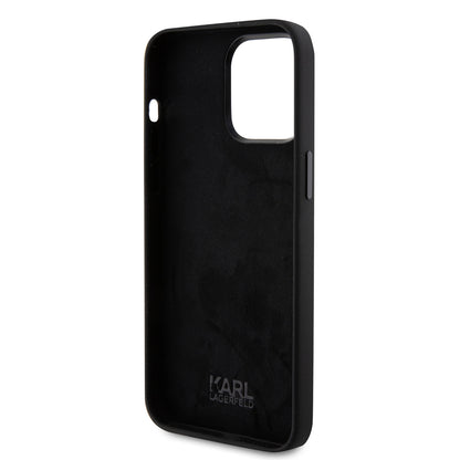 Hülle für Apple iPhone 15 Pro Max, Karl Lagerfeld, Silikon Karl & Choupette Köpfe, Schwarz