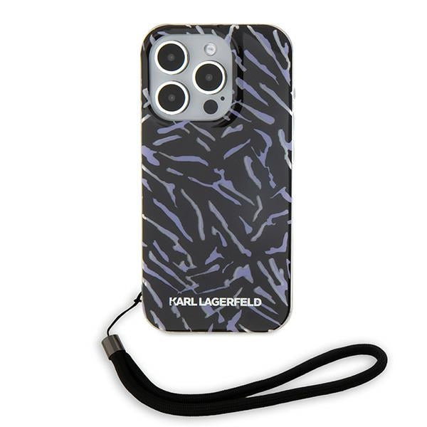 Case for Apple iPhone 15 Pro Max, Karl Lagerfeld, Zebra with Cord Strap, Purple