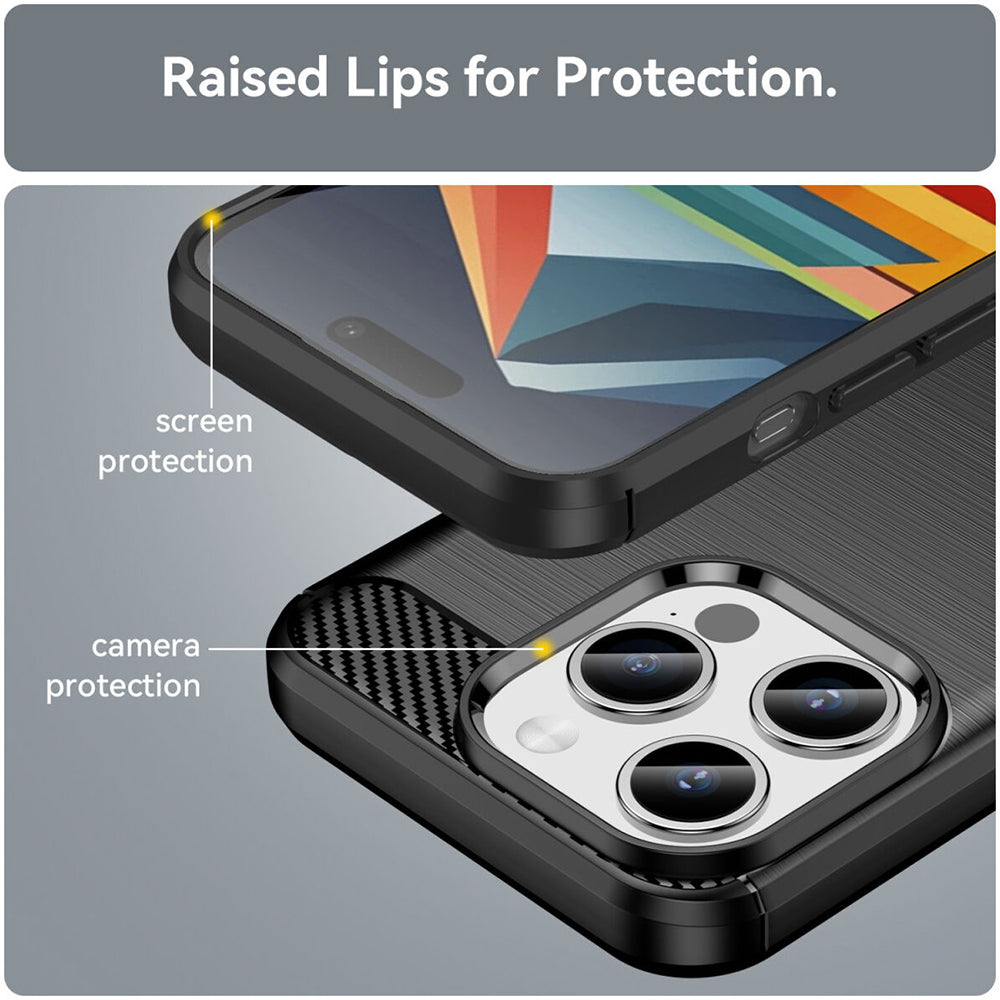 Hülle für Apple iPhone 15 Pro Max, Techsuit, Carbon, Schwarz