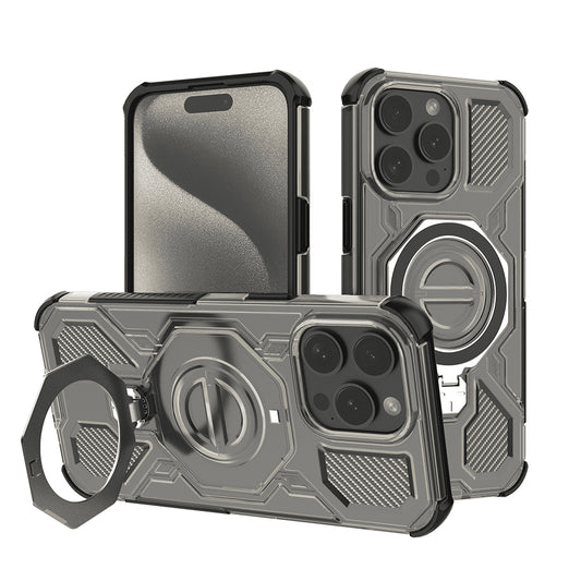 Hülle für Apple iPhone 15 Pro Max, Techsuit, Carbon Shield Pro, Rauchgrau