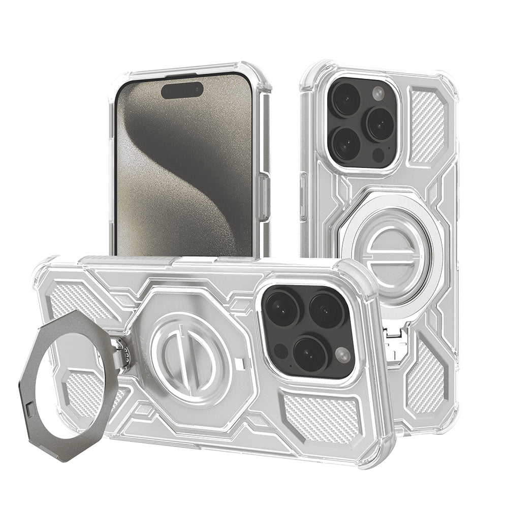 Hülle für Apple iPhone 15 Pro, Techsuit, Carbon Shield Pro, Weiß