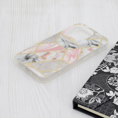 Hülle für Apple iPhone 15 Pro, Techsuit, Marble, Rosa