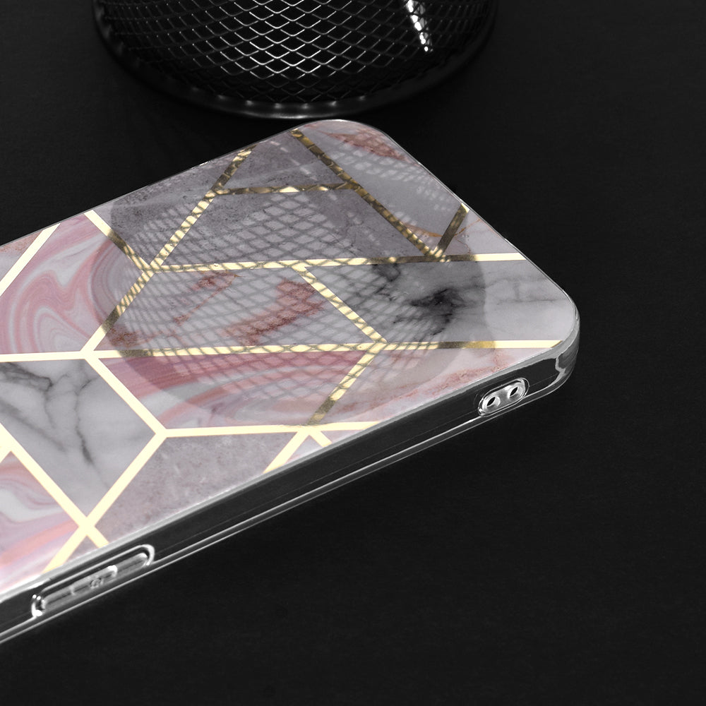 Hülle für Apple iPhone 15 Pro, Techsuit, Marble, Rosa