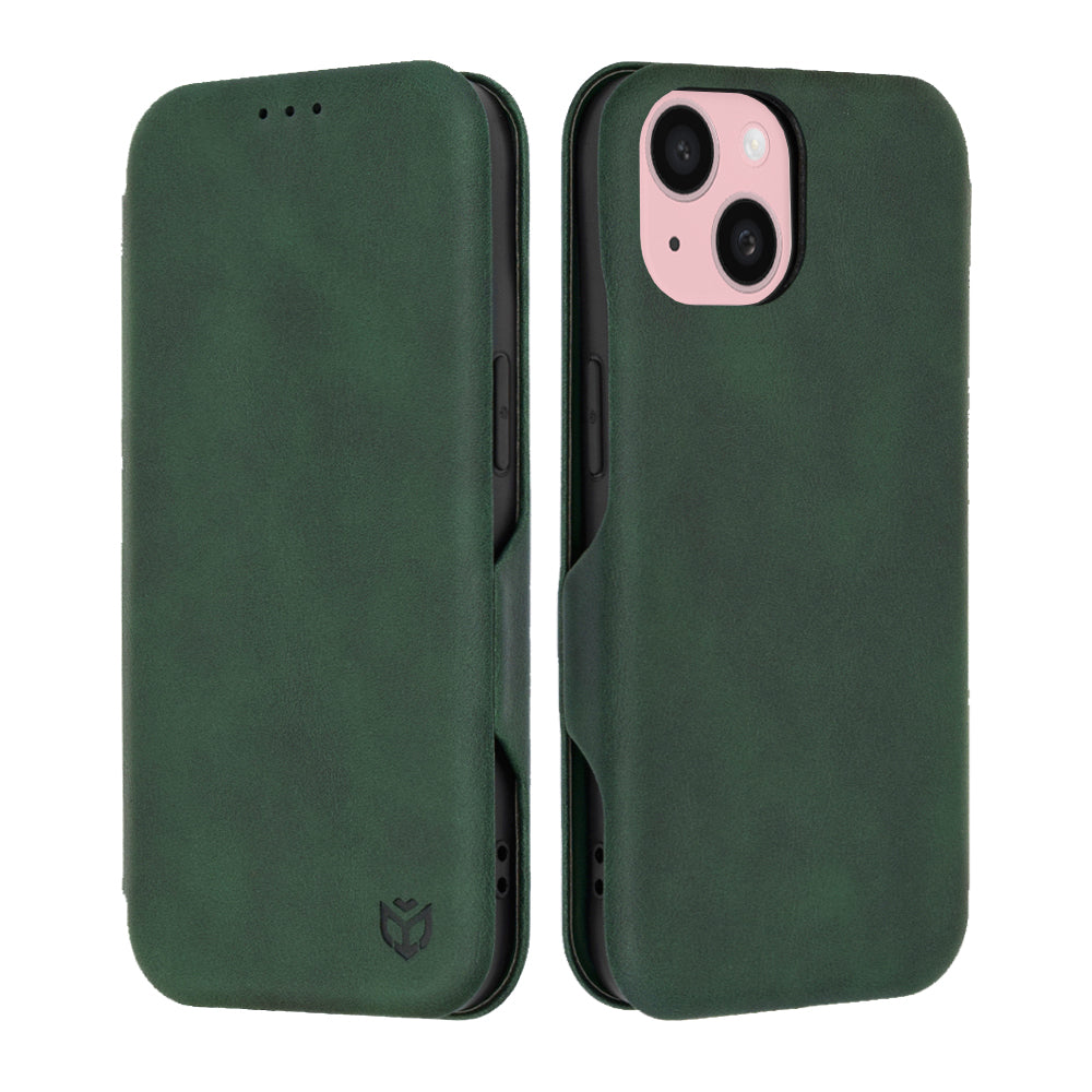 Hülle für Apple iPhone 15, Techsuit, Safe Wallet Plus, Grün