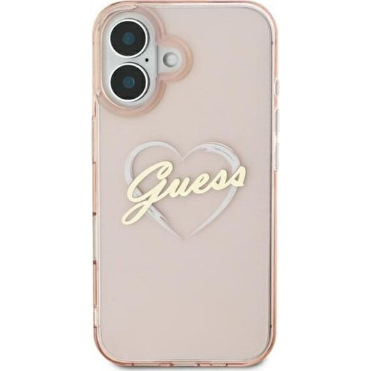 Hülle für Apple iPhone 16, Guess, IML Heart, Rosa