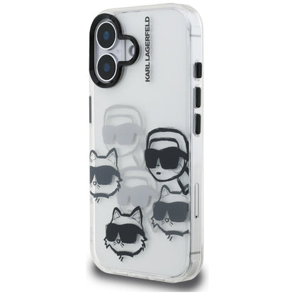 Case for Apple iPhone 16, Karl Lagerfeld, IML Luxury Multi Head Pattern, Transparent