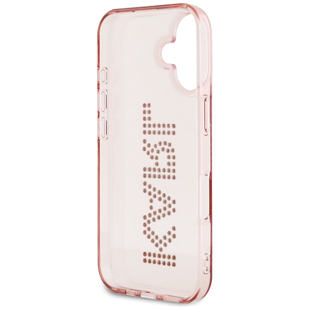 Hülle für Apple iPhone 16, Karl Lagerfeld, IML Rhinestones Pink Logo, Rosa