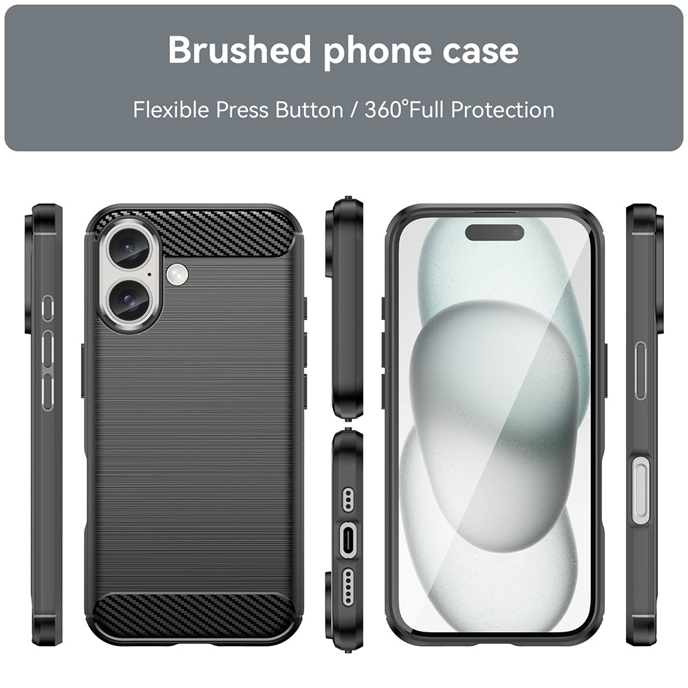 Hülle für Apple iPhone 16 Plus, Techsuit, Carbon, Schwarz