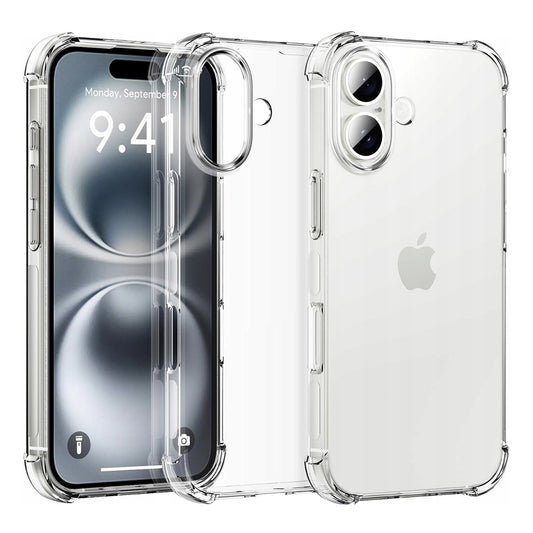 Hülle für Apple iPhone 16 Plus, Techsuit, stoßfest klar (großes Linsenloch), transparent
