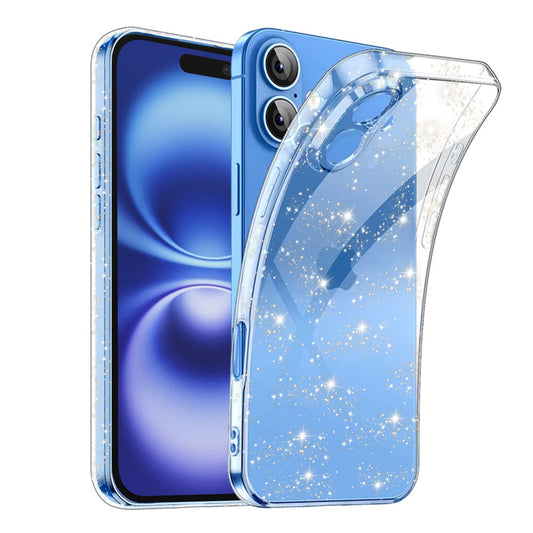 Hülle für Apple iPhone 16 Plus, Techsuit, SparkleSkin, Transparent