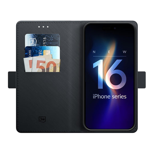 Hülle für Apple iPhone 16 Pro, 3MK, Wallet, Schwarz