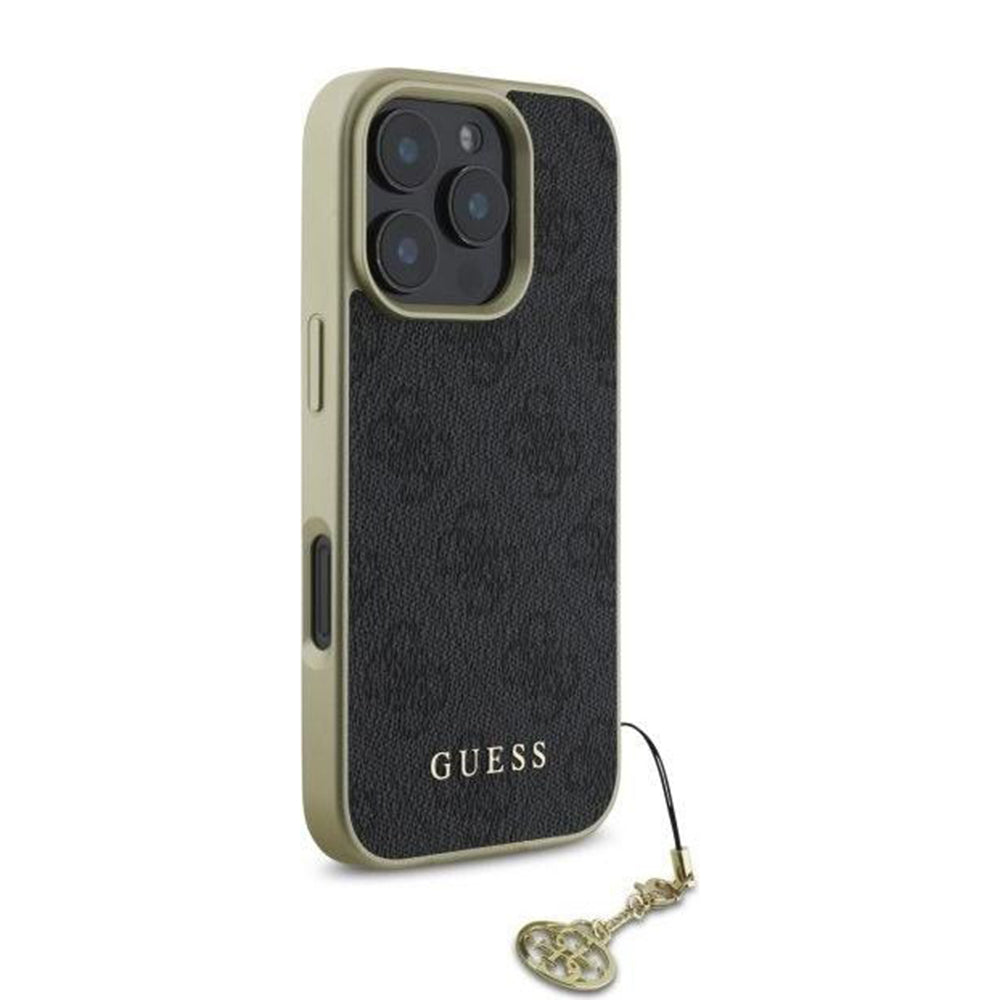 Hülle für Apple iPhone 16 Pro, Guess, 4G Charm, Schwarz