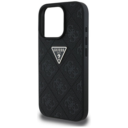 Hülle für Apple iPhone 16 Pro, Guess, Hot Stamp 4G Pattern Triangle Logo, Schwarz