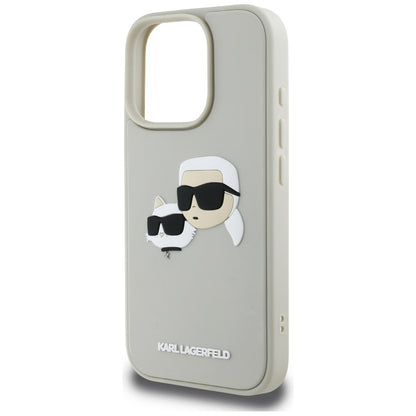 Hülle für Apple iPhone 16 Pro, Karl Lagerfeld, 3D Rubber Karl & Choupette, Beige