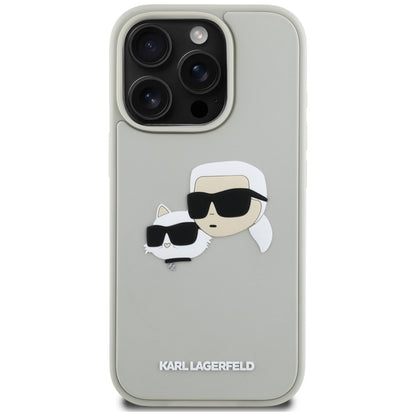Hülle für Apple iPhone 16 Pro, Karl Lagerfeld, 3D Rubber Karl & Choupette, Beige
