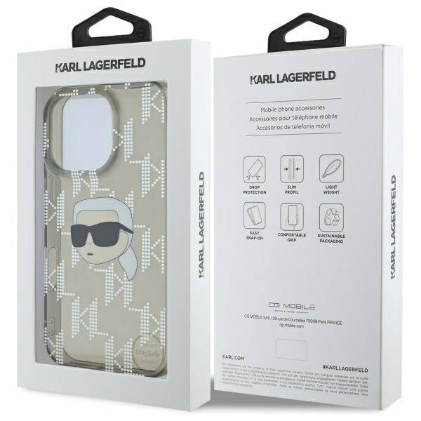 Case for Apple iPhone 16 Pro, Karl Lagerfeld, IML Luxury Electroplated Karl's Head, Black