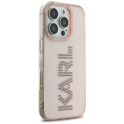 Hülle für Apple iPhone 16 Pro, Karl Lagerfeld, IML Rhinestones Pink Logo, Rosa