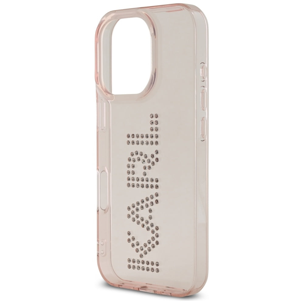 Hülle für Apple iPhone 16 Pro, Karl Lagerfeld, IML Rhinestones Pink Logo, Rosa