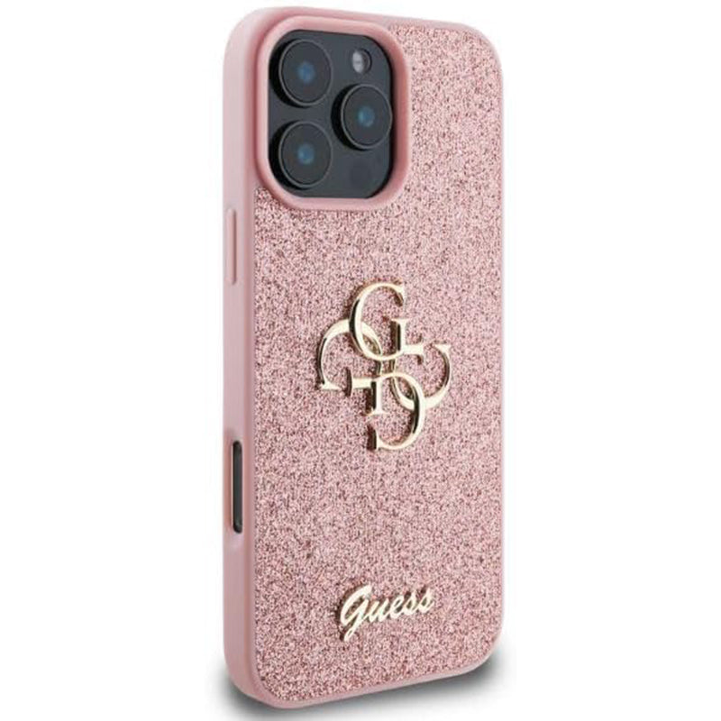 Case for Apple iPhone 16 Pro Max, Guess, Fixed Glitter Big 4G, Pink
