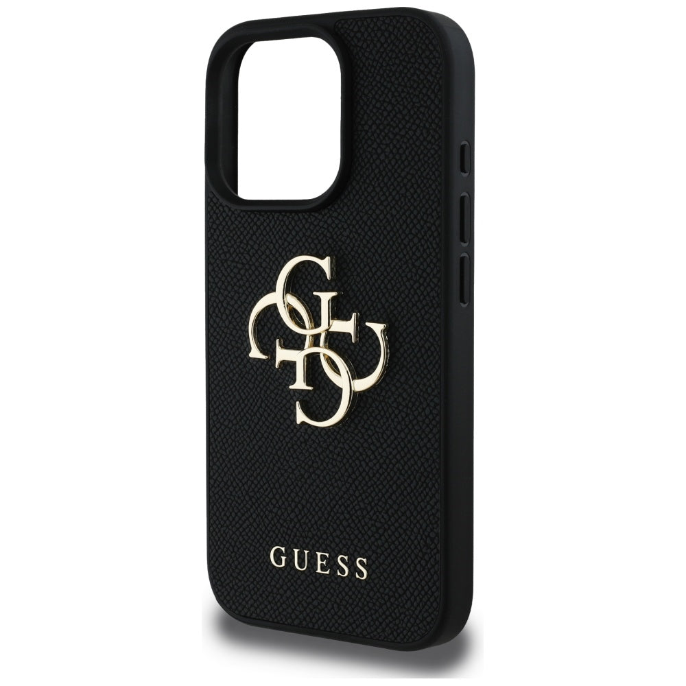 Hülle für Apple iPhone 16 Pro Max, Guess, Grained Big 4G Logo Small Classic Logo, Schwarz