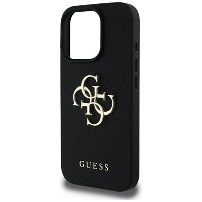 Hülle für Apple iPhone 16 Pro Max, Guess, Grained Big 4G Logo Small Classic Logo, Schwarz