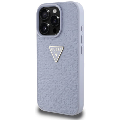 Hülle für Apple iPhone 16 Pro Max, Guess, Hot Stamp 4G Pattern Triangle Logo, Helles Lila