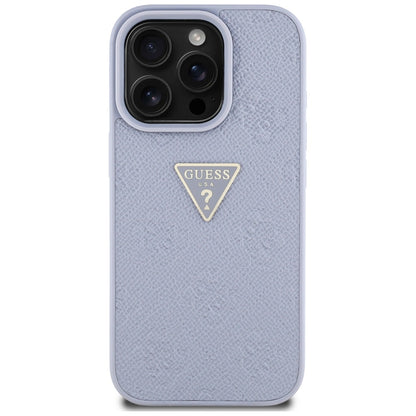 Hülle für Apple iPhone 16 Pro Max, Guess, Hot Stamp 4G Pattern Triangle Logo, Helles Lila